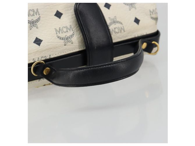 Borsa MCM Vicetos Logogram PVC Pelle White Gold Auth 187374 Bianco D'oro - vista 7