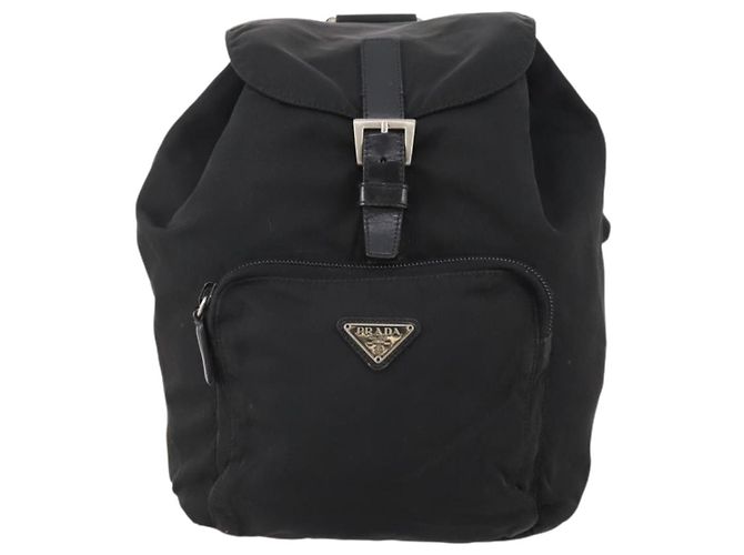 Zaino PRADA Nylon Nero Argento Auth 183221 - vista 13