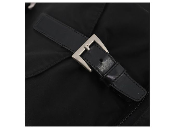 Zaino PRADA Nylon Nero Argento Auth 183221 - vista 19