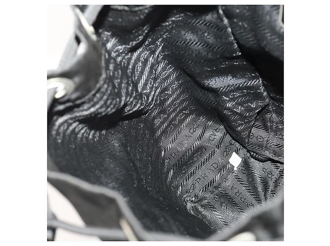 Zaino PRADA Nylon Nero Argento Auth 183221 - vista 22