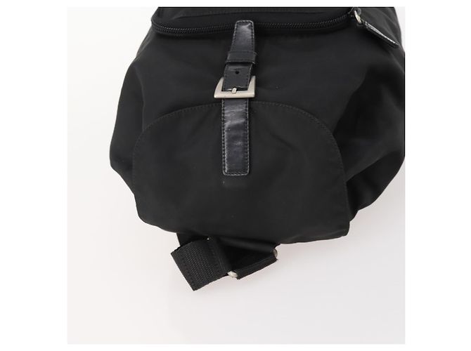 Zaino PRADA Nylon Nero Argento Auth 183221 - vista 6
