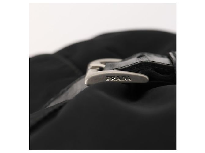 Zaino PRADA Nylon Nero Argento Auth 183221 - vista 9