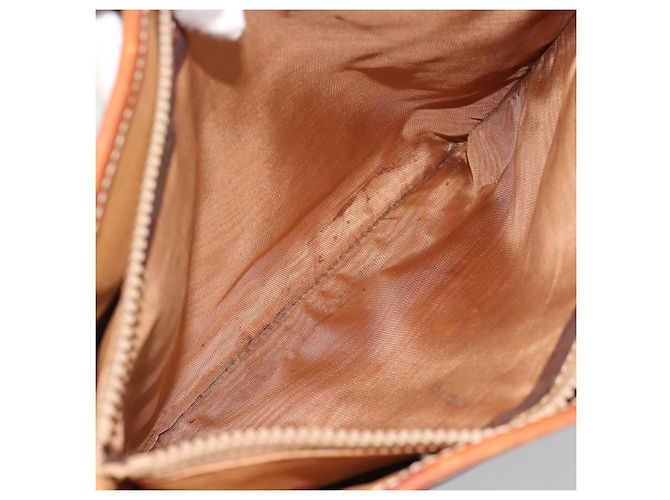 Céline Borsa a Mano CELINE Macadam Canvas PVC Pelle Marrone Oro Auth 187377 D'oro - vista 11