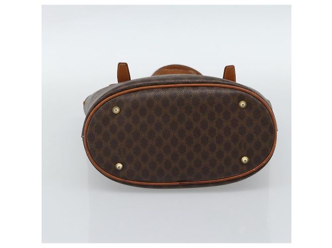 Céline Borsa a Mano CELINE Macadam Canvas PVC Pelle Marrone Oro Auth 187377 D'oro - vista 5