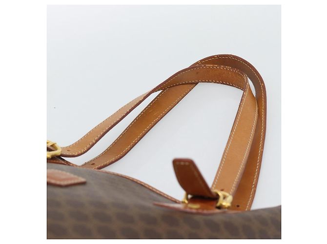 Céline Borsa a Mano CELINE Macadam Canvas PVC Pelle Marrone Oro Auth 187377 D'oro - vista 8