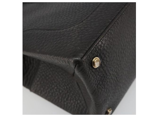 Borsa GUCCI in pelle nera e oro 131325 Auth 186805A Nero D'oro - vista 14