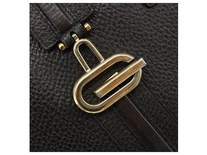 Borsa GUCCI in pelle nera e oro 131325 Auth 186805A Nero D'oro - vista 17