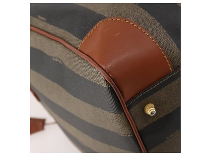 Pequin Borsa Boston FENDI Pecan Canvas PVC 2way Nero Marrone Auth 183971 - vista 18