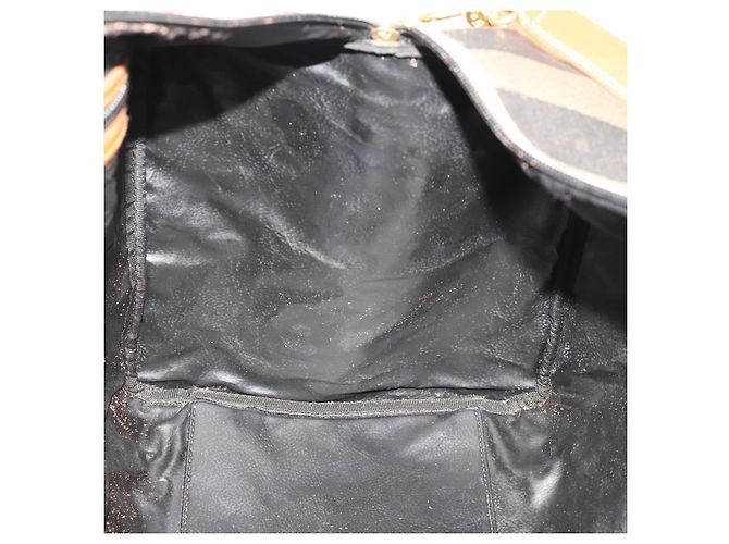 Pequin Borsa Boston FENDI Pecan Canvas PVC 2way Nero Marrone Auth 183971 - vista 22
