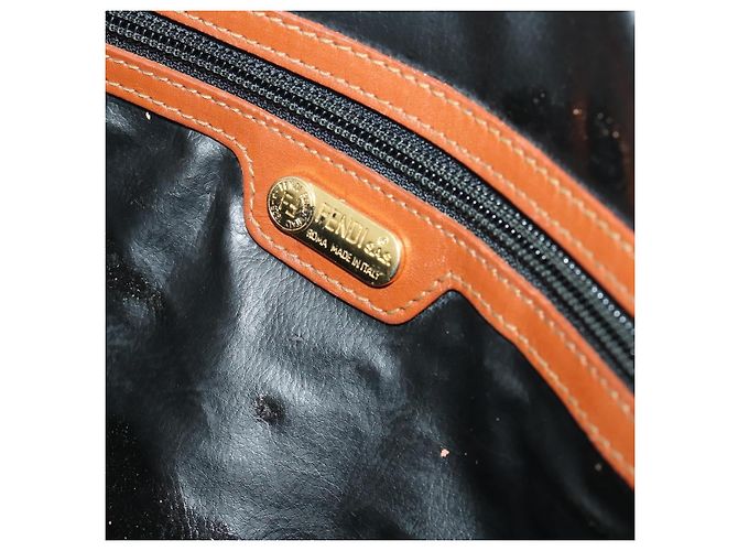 Pequin Borsa Boston FENDI Pecan Canvas PVC 2way Nero Marrone Auth 183971 - vista 24