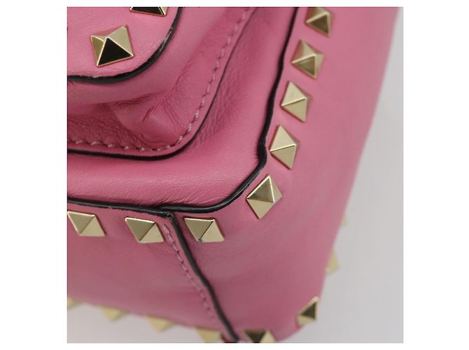 VALENTINO Studs Backpack Leather Pink Gold Auth BA13289A Golden - view 10