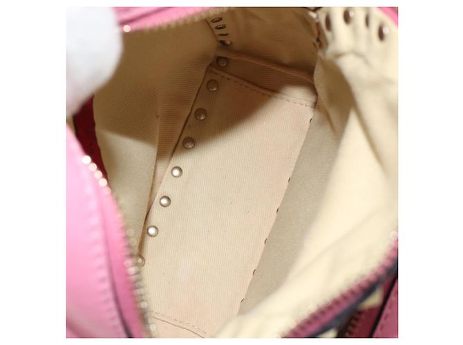 VALENTINO Studs Backpack Leather Pink Gold Auth BA13289A Golden - view 11