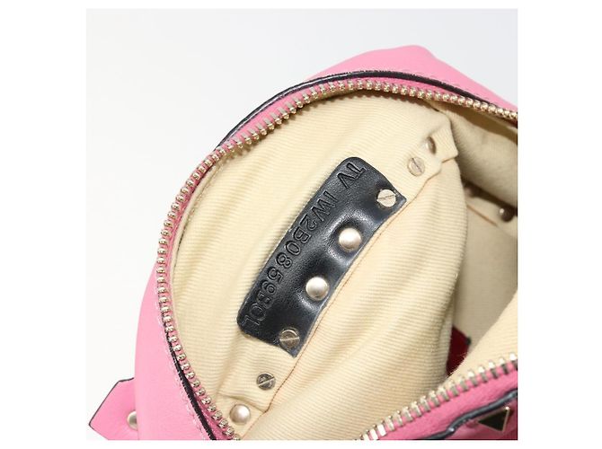 VALENTINO Studs Backpack Leather Pink Gold Auth BA13289A Golden - view 12