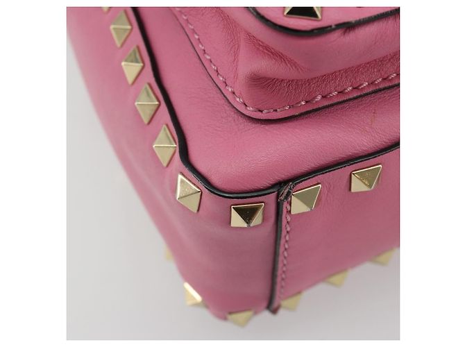 VALENTINO Studs Backpack Leather Pink Gold Auth BA13289A Golden - view 15
