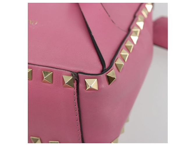 VALENTINO Studs Backpack Leather Pink Gold Auth BA13289A Golden - view 16