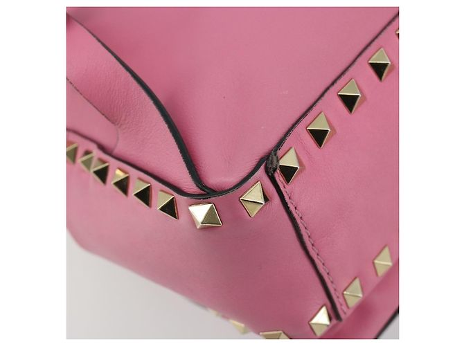 VALENTINO Studs Backpack Leather Pink Gold Auth BA13289A Golden - view 17