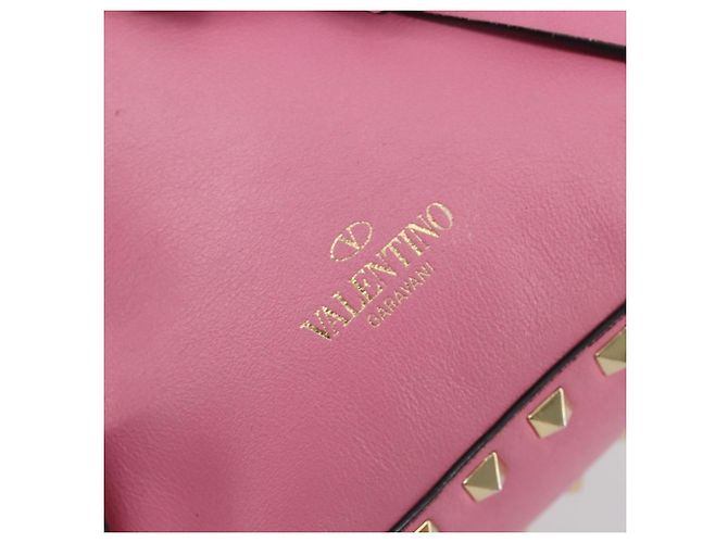 VALENTINO Studs Backpack Leather Pink Gold Auth BA13289A Golden - view 18
