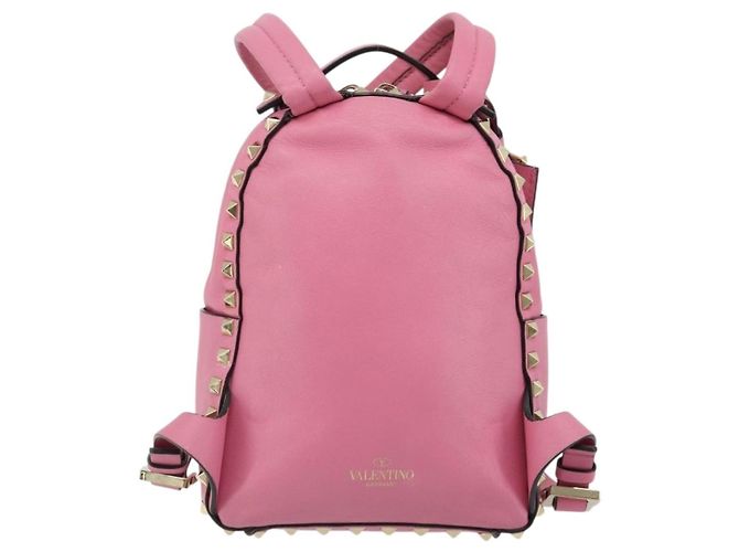 VALENTINO Studs Backpack Leather Pink Gold Auth BA13289A Golden - view 2