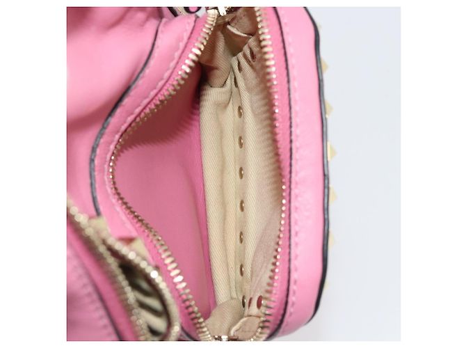 VALENTINO Studs Backpack Leather Pink Gold Auth BA13289A Golden - view 24