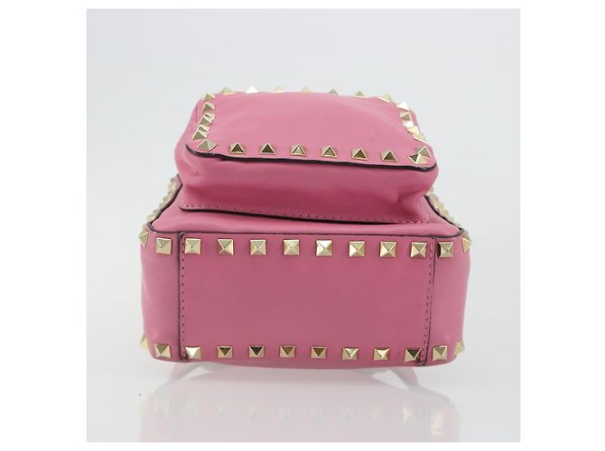 VALENTINO Studs Backpack Leather Pink Gold Auth BA13289A Golden - view 5