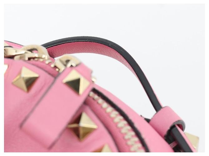 VALENTINO Studs Backpack Leather Pink Gold Auth BA13289A Golden - view 8
