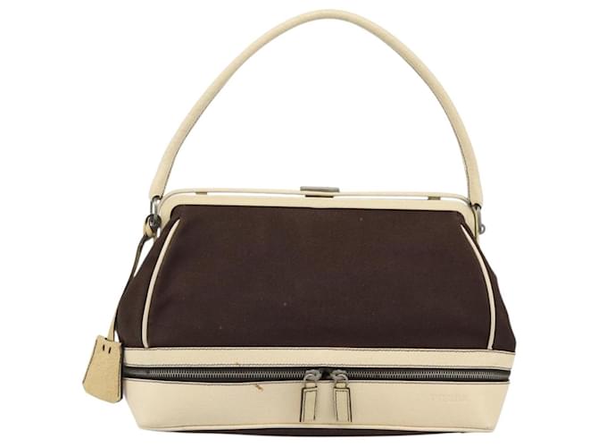 Borsa PRADA in tela marrone Auth 185862 - vista 13