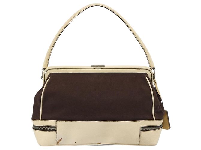 Borsa PRADA in tela marrone Auth 185862 - vista 2