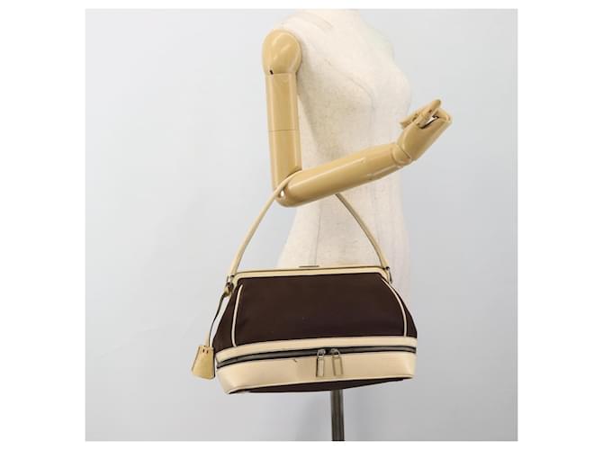 Borsa PRADA in tela marrone Auth 185862 - vista 28