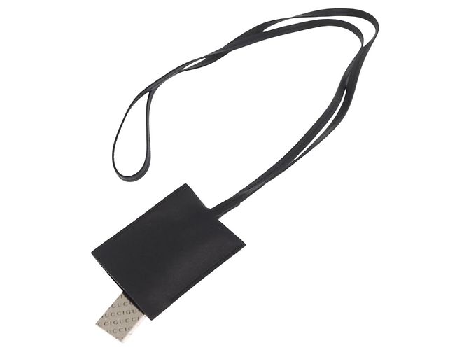 Collana Clochette GUCCI in pelle nera Auth SW2359V Nero - vista 7
