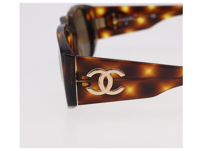 Gafas de sol CHANEL COCO de plástico Marrón Oro CC Auth 185486 Castaño Dorado - vista 7