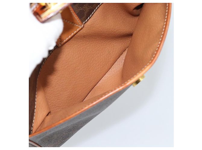 Céline Borsa a tracolla CELINE Macadam Canvas PVC Pelle Marrone Oro Autentica ka4839 D'oro - vista 22