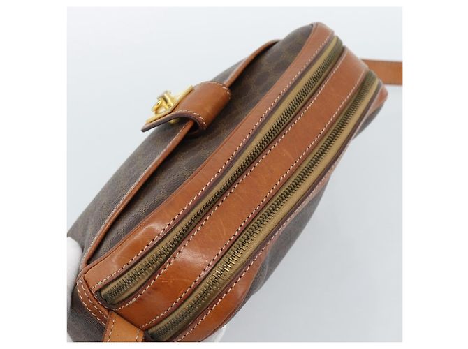 Céline Borsa a tracolla CELINE Macadam Canvas PVC Pelle Marrone Oro Autentica ka4839 D'oro - vista 6