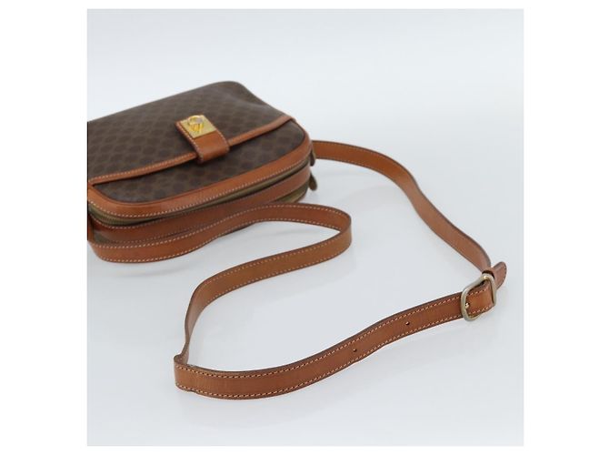 Céline Borsa a tracolla CELINE Macadam Canvas PVC Pelle Marrone Oro Autentica ka4839 D'oro - vista 7