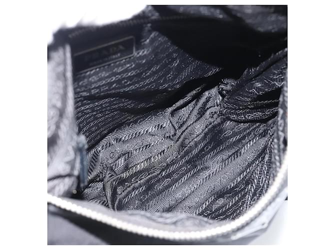 Borsa a Spalla PRADA Nylon Nero Argento Auth 186118 - vista 11