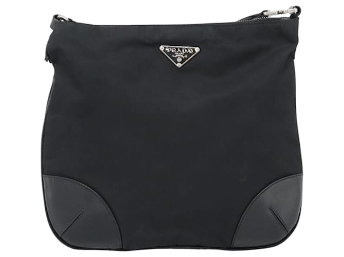 Borsa a Spalla PRADA Nylon Nero Argento Auth 186118 - vista 13