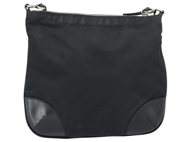 Borsa a Spalla PRADA Nylon Nero Argento Auth 186118 - vista 2