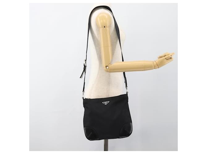 Borsa a Spalla PRADA Nylon Nero Argento Auth 186118 - vista 23