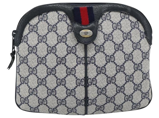 Borsa a Spalla GUCCI GG Supreme Sherry Line PVC Blu Navy Oro 68 02 047 Auth 185910 D'oro - vista 13