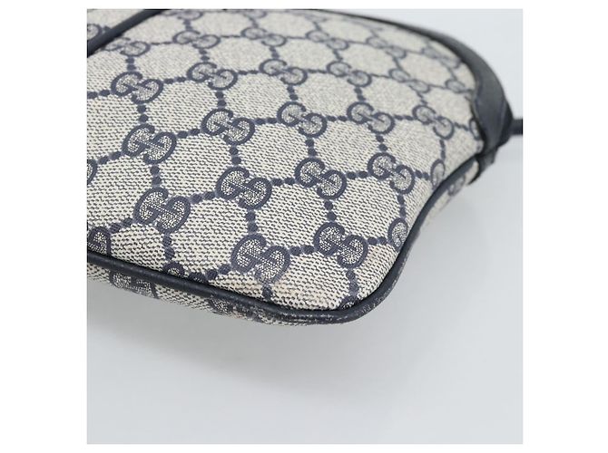 Borsa a Spalla GUCCI GG Supreme Sherry Line PVC Blu Navy Oro 68 02 047 Auth 185910 D'oro - vista 14