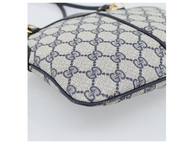 Borsa a Spalla GUCCI GG Supreme Sherry Line PVC Blu Navy Oro 68 02 047 Auth 185910 D'oro - vista 17