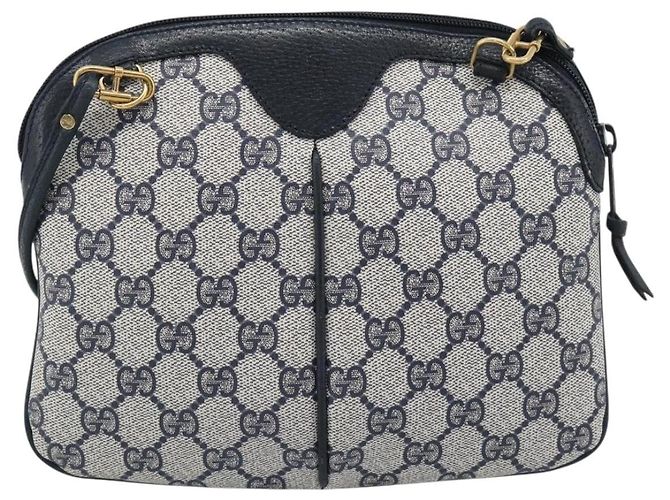 Borsa a Spalla GUCCI GG Supreme Sherry Line PVC Blu Navy Oro 68 02 047 Auth 185910 D'oro - vista 2