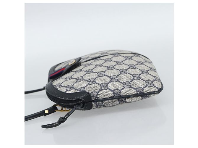 Borsa a Spalla GUCCI GG Supreme Sherry Line PVC Blu Navy Oro 68 02 047 Auth 185910 D'oro - vista 3
