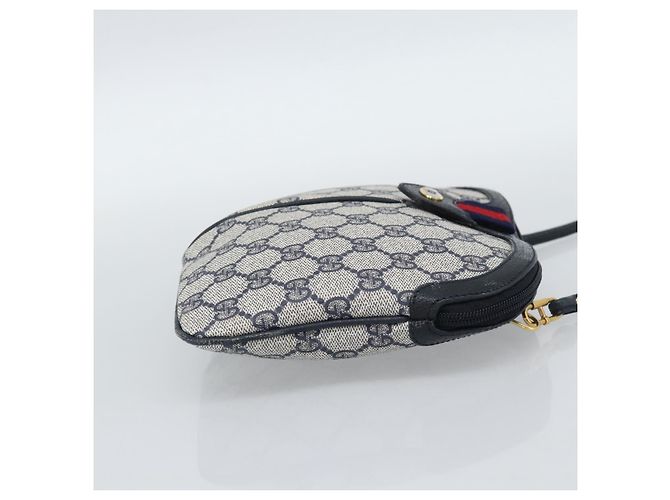Borsa a Spalla GUCCI GG Supreme Sherry Line PVC Blu Navy Oro 68 02 047 Auth 185910 D'oro - vista 4