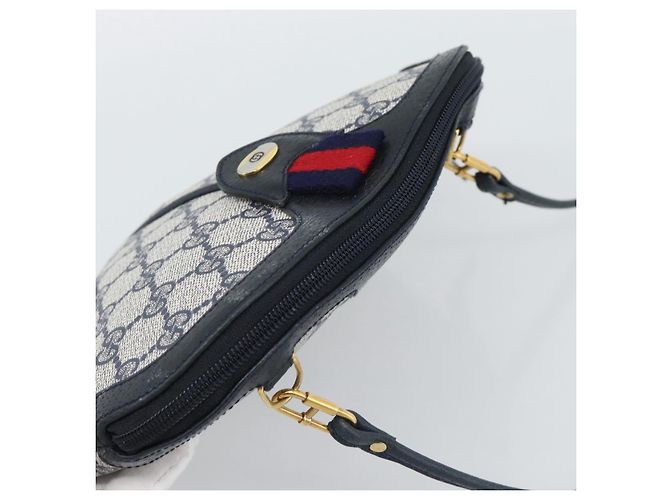 Borsa a Spalla GUCCI GG Supreme Sherry Line PVC Blu Navy Oro 68 02 047 Auth 185910 D'oro - vista 6