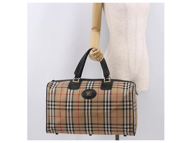 Burberry Nova Check Boston Tasche Canvas Beige Gold Authentisch ep14727 Golden - Ansicht 22
