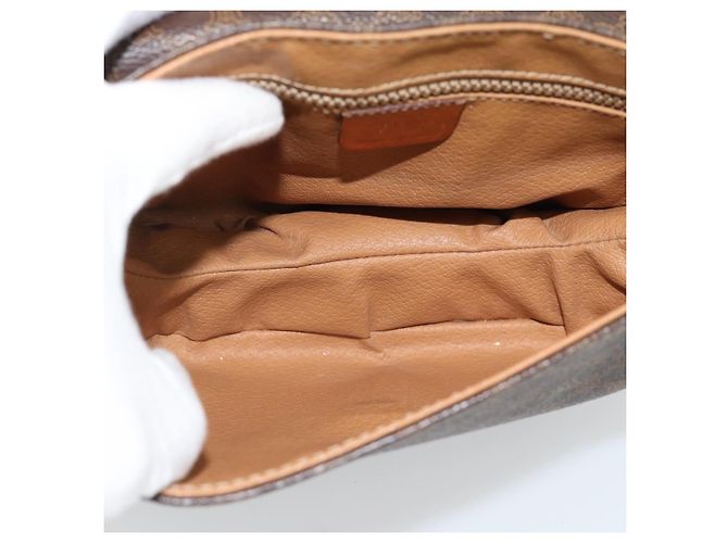 Céline Borsa a Spalla CELINE Macadam Canvas PVC Pelle Marrone Oro Auth 187770 D'oro - vista 10