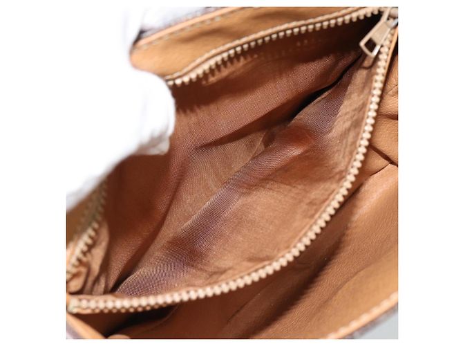 Céline Borsa a Spalla CELINE Macadam Canvas PVC Pelle Marrone Oro Auth 187770 D'oro - vista 11
