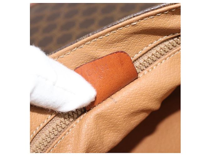 Céline Borsa a Spalla CELINE Macadam Canvas PVC Pelle Marrone Oro Auth 187770 D'oro - vista 12
