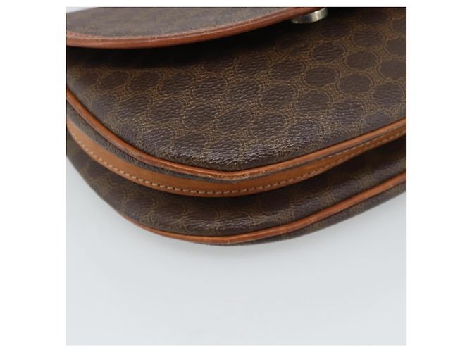 Céline Borsa a Spalla CELINE Macadam Canvas PVC Pelle Marrone Oro Auth 187770 D'oro - vista 14