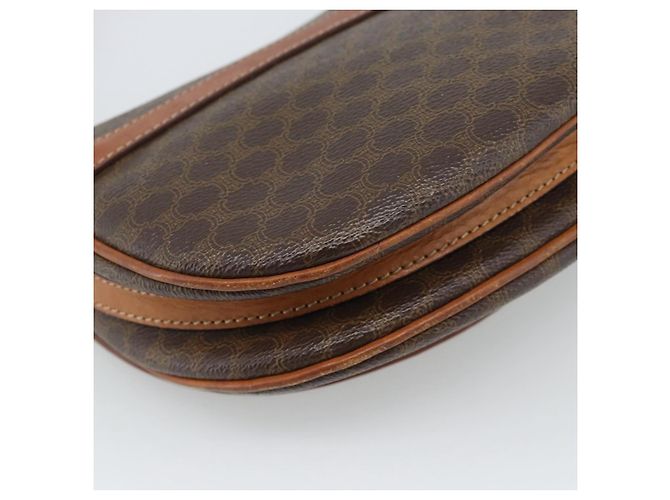 Céline Borsa a Spalla CELINE Macadam Canvas PVC Pelle Marrone Oro Auth 187770 D'oro - vista 16